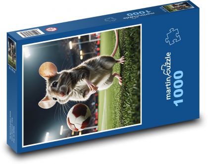 Myš na fotbalovém hřišti - puzzle 1000 dílků