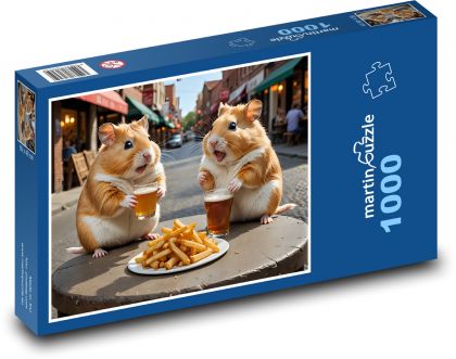 Bierhamster mit Pommes Frites - Puzzle - 1000 Teile
