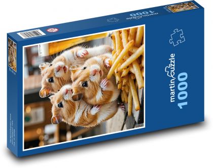 Křečci s hranolkama - Puzzle 1000 dílků, rozměr 60x46 cm