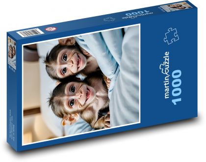 Szczęśliwe małpy - Puzzle 1000 elementów, rozmiar 60x46 cm