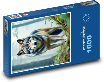 Vlk v lese - Puzzle 1000 dílků, rozměr 60x46 cm
