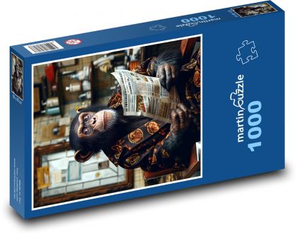 Opice čte noviny - puzzle 1000 dílků
