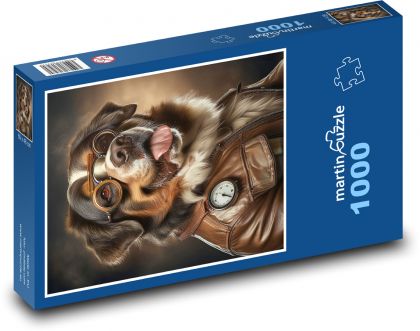 Pes v bundě - Puzzle 1000 dílků, rozměr 60x46 cm