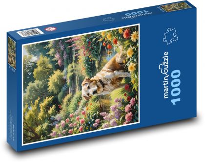 Pes pri rybníku - Puzzle 1000 dielikov, rozmer 60x46 cm