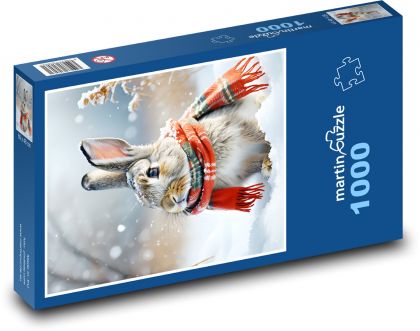 Králik v snehu - Puzzle 1000 dielikov, rozmer 60x46 cm