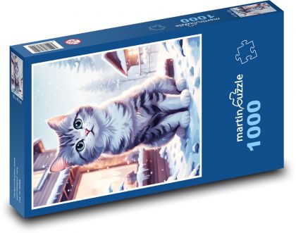 Katze in Winterlandschaft - Puzzle - 1000 Teile