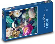 Astronaut v květinách Puzzle 1000 dílků - 60 x 46 cm