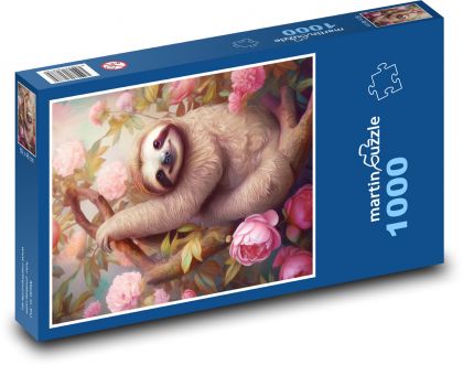 Lenochov v růžových růžích - Puzzle 1000 dílků, rozměr 60x46 cm