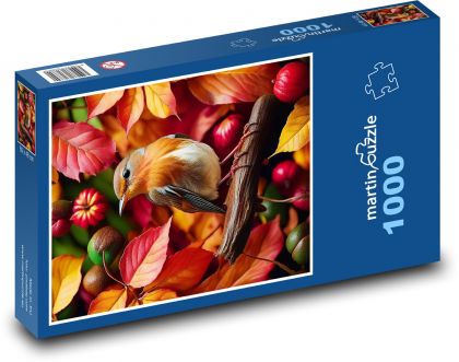 Jesienny ptak liściasty - Puzzle 1000 elementów, rozmiar 60x46 cm