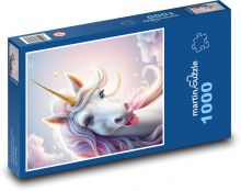Biały jednorożec Puzzle 1000 elementów - 60x46 cm