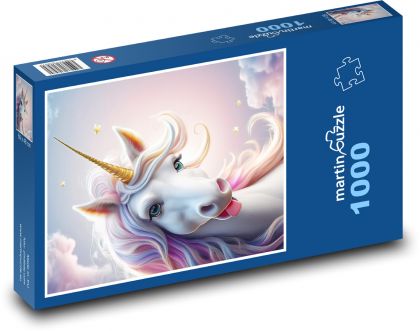 Biały jednorożec - Puzzle 1000 elementów, rozmiar 60x46 cm