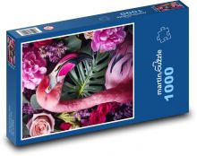 Vták - ružový plameniak Puzzle 1000 dielikov - 60 x 46 cm 