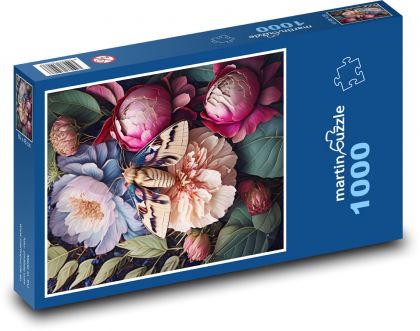 Motyl na kwiatku - Puzzle 1000 elementów, rozmiar 60x46 cm