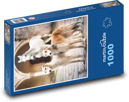 Pies - borzoi - Puzzle 1000 elementów, rozmiar 60x46 cm