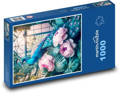 Páv fantasy - Puzzle 1000 dílků, rozměr 60x46 cm