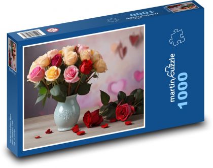 Valentínska kytica ruží - Puzzle 1000 dielikov, rozmer 60x46 cm