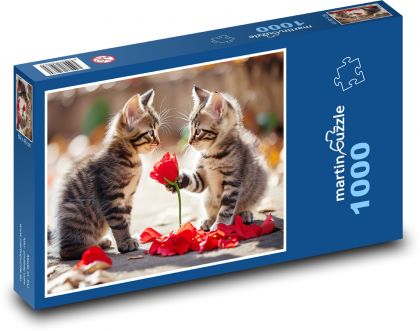 Prezent walentynkowy - Kocięta - Puzzle 1000 elementów, rozmiar 60x46 cm