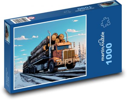 Nákladné auto na drevo - Puzzle 1000 dielikov, rozmer 60x46 cm