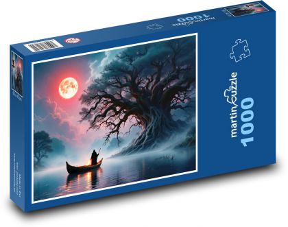 Boat on the lake - ferryman - Puzzle 1000 pieces, size 60x46 cm 