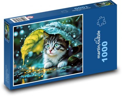 Kot w deszczu - Puzzle 1000 elementów, rozmiar 60x46 cm
