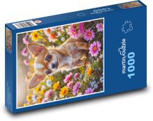 Ein Hund in Blumen Puzzle 1000 Teile - 60 x 46 cm