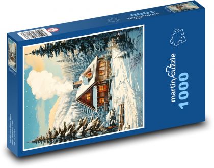 Cottage in winter - Puzzle 1000 pieces, size 60x46 cm 