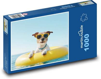 A dog in the water with glasses - Puzzle 1000 pieces, size 60x46 cm 