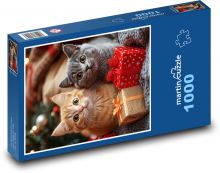 Mačky - vianočné darčeky Puzzle 1000 dielikov - 60 x 46 cm 