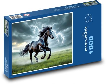 Kôň v búrke - Puzzle 1000 dielikov, rozmer 60x46 cm