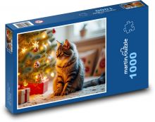Mačka pri vianočnom stromčeku Puzzle 1000 dielikov - 60 x 46 cm 