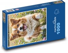 Pies w kwiatach łąkowych Puzzle 1000 elementów - 60x46 cm
