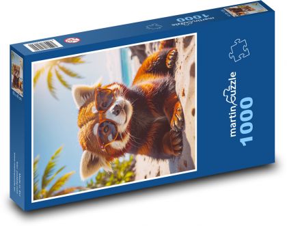 Panda červená v brýlích - puzzle 1000 dílků