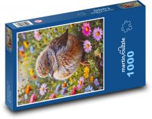 Ptáček v květinách Puzzle 1000 - 60x46 cm
