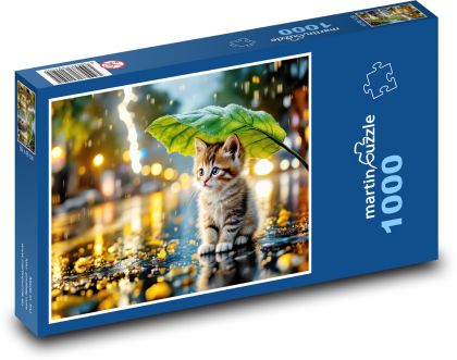 Mačiatko sediace v daždi - Puzzle 1000 dielikov, rozmer 60x46 cm