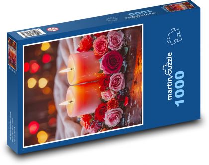 Candles and roses - Puzzle 1000 pieces, size 60x46 cm 