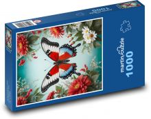 Butterfly & Flowers Puzzle 1000 pieces - 60 x 46 cm 