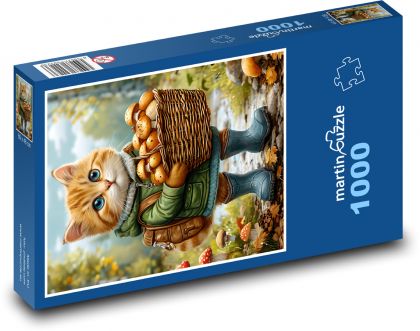Grzybowy kot - Puzzle 1000 elementów, rozmiar 60x46 cm