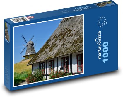 Dánsko - starý mlýn - Puzzle 1000 dílků, rozměr 60x46 cm