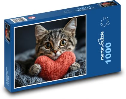 Red-hearted cat - Puzzle 1000 pieces, size 60x46 cm 
