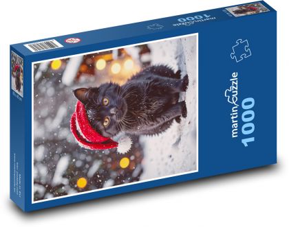 Black cat in a hat - Puzzle 1000 pieces, size 60x46 cm 