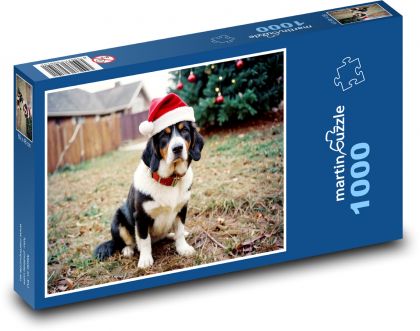 Fotka vianočného psa - Puzzle 1000 dielikov, rozmer 60x46 cm