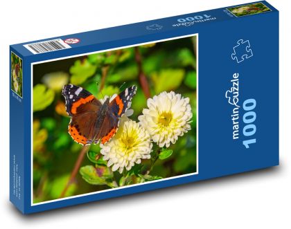 Motýl - květiny - Puzzle 1000 dílků, rozměr 60x46 cm