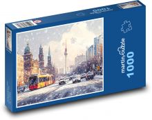 Zima v meste Puzzle 1000 dielikov - 60 x 46 cm 