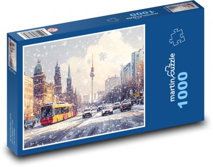 Zima v meste - Puzzle 1000 dielikov, rozmer 60x46 cm