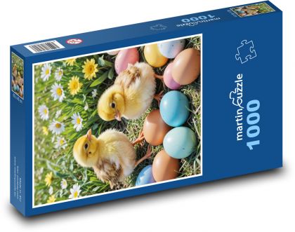Kurczaki z jajkiem wielkanocnym - Puzzle 1000 elementów, rozmiar 60x46 cm
