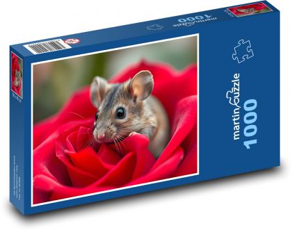 Mysz - Czerwona Róża - Puzzle 1000 elementów, rozmiar 60x46 cm
