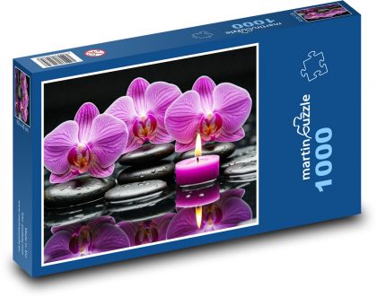 Orchidea - sviečky - Puzzle 1000 dielikov, rozmer 60x46 cm