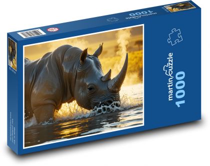 Nosorożec w wodzie - Puzzle 1000 elementów, rozmiar 60x46 cm