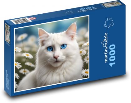 Bílá kočka - Puzzle 1000 dílků, rozměr 60x46 cm