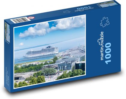 Přístav - loď - Puzzle 1000 dílků, rozměr 60x46 cm